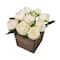 10" White Peony Flowers In Wood Box